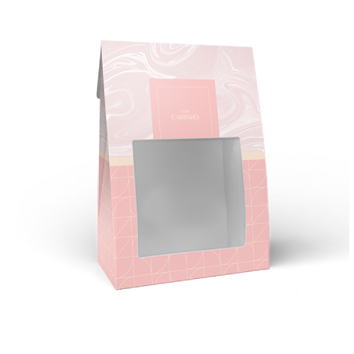 Caixa Pouchê com Visor com Carinho Rosa M