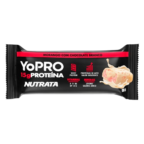 Barra Nutrata YoPRO Sabor Morango com Chocolate Branco 55G