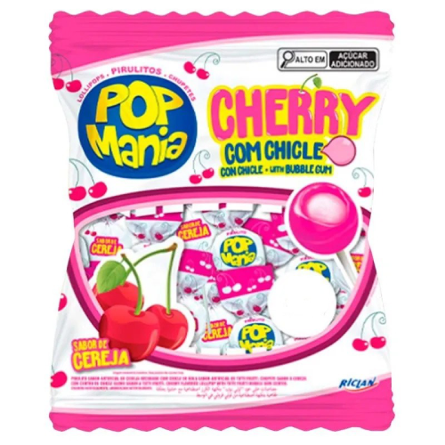 Pirulito Pop Mania Cherry Sabor de Cereja - Pacote com 500G
