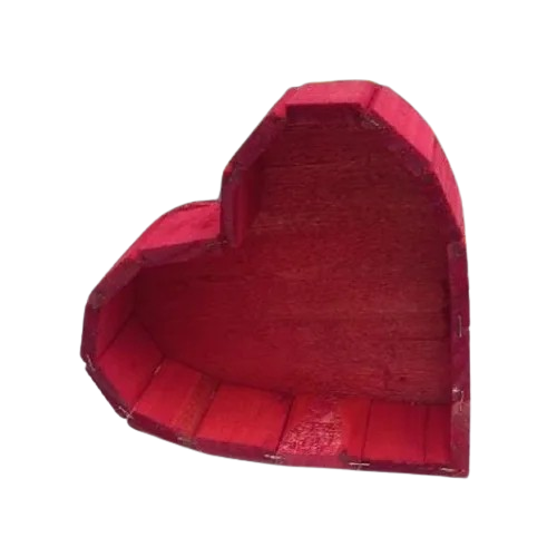 Cesta Coração Madeira Vermelho M