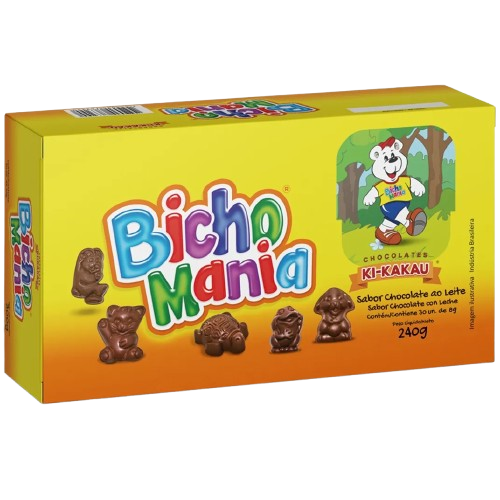 Bicho Mania Sabor Chocolate ao Leite - Display com 192G