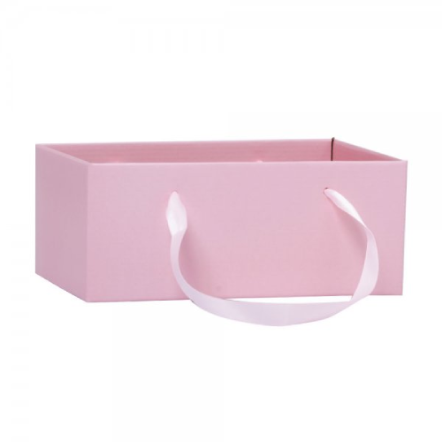 Cesta Cachepot Retangular com Alça Rosa Quartz