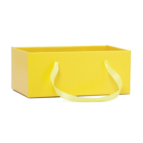 Cesta Cachepot Retangular com Alça Amarelo