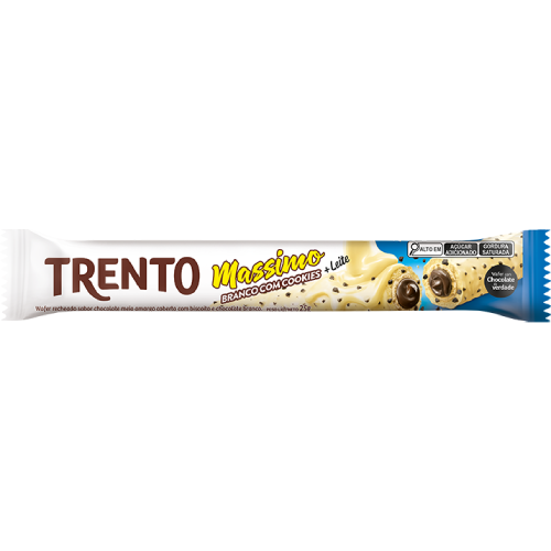 Chocolate Wafer Trento Massimo Branco com Cookies - Embalagem com 25G