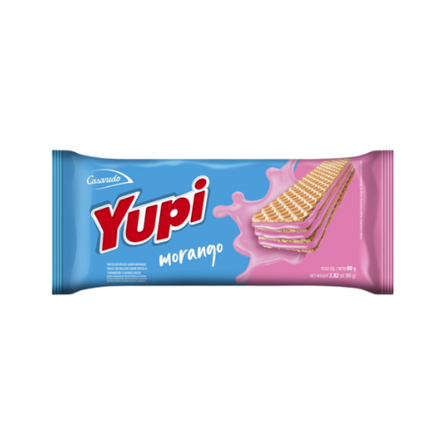 Biscoito Wafer Yupi Sabor Morango - Pacote com 80G
