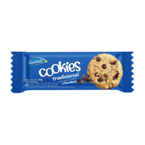 Cookies Casaredo Tradicional com Gotas Sabor Chocolate - Pacote com 60G