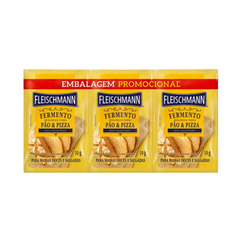 Fermento Biológico Fleischmann  Para Massas – 3 Embalagens de 10G