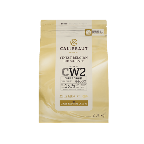 Chocolate Belga Callets CW2 Branco Gotas 25.9% - Pacote com 2,01KG