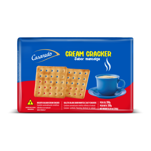 Biscoito Casaredo Salgado Cream Cracker Sabor Manteiga - Pacote com 350G