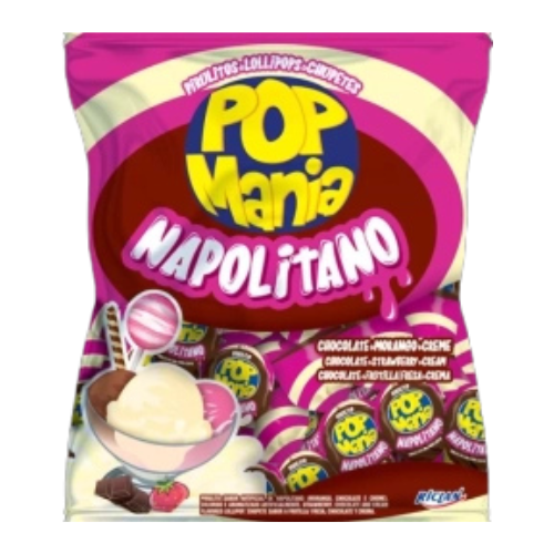 Pirulito Pop Mania Napolitano - Pacote com 500G