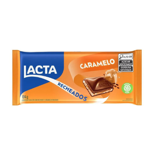 Chocolate Lacta ao Leite Recheado com Caramelo - Tablete com 104G