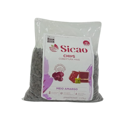 Chocolate Cobertura Sicao Chips Meio Amargo Gotas - Pacote com 1KG