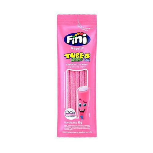 Gelatina Fini Tubes Tutti-Frutti Azedinho - Pacote com 15G