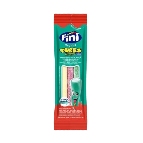 Gelatina Fini Tubes Três Cores Azedinho - Pacote com 15G