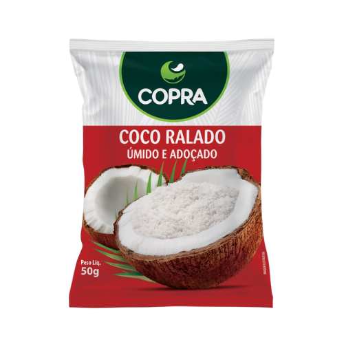 Coco Ralado Copra Úmido e Adoçado - Pacote com 50G