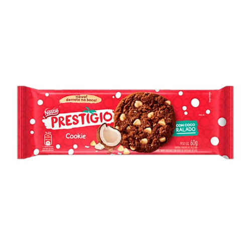 Cookie Nestlé Prestígio com Gotas Sabor Chocolate Branco - Embalagem com 60G