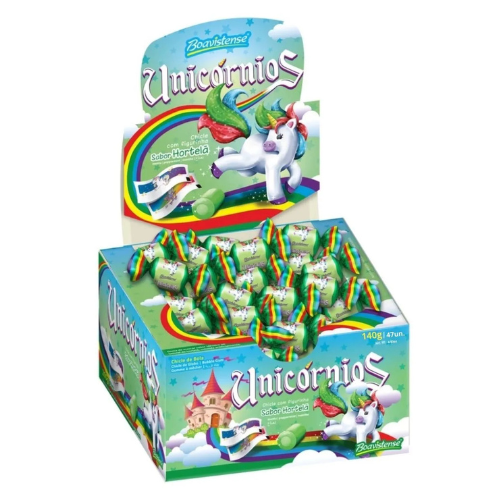 Chiclete Happy Bol Unicórnios - Display com 140G