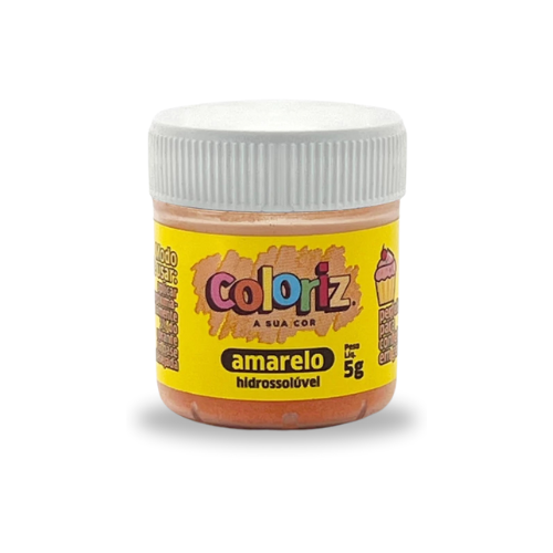 Corante Coloriz em Pó Hidrossolúvel Amarelo - Embalagem com 5G