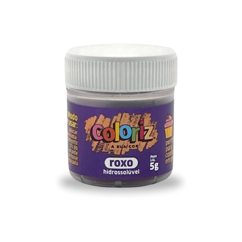 Corante Coloriz em Pó Hidrossolúvel Roxo - Embalagem com 5G