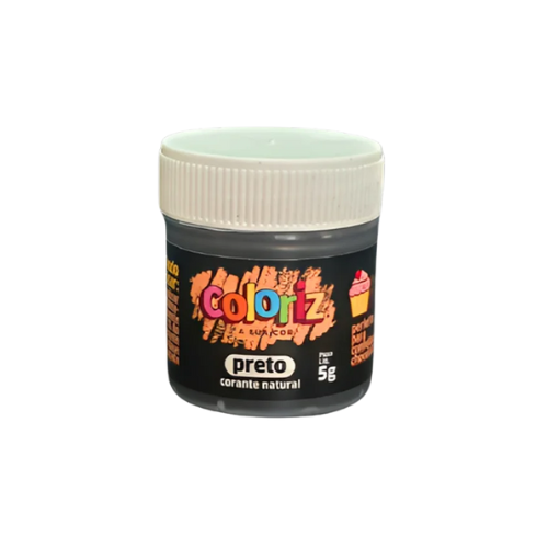 Corante Natural Coloriz em Pó Preto - Embalagem com 5G