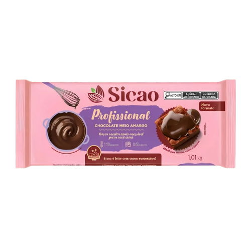 Chocolate Sicao Profissional Meio Amargo - Barra 1,01KG