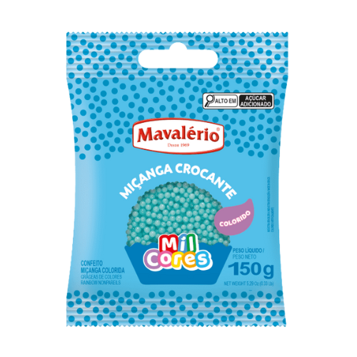 Confeito Miçanga Azul Baby - Pacote com 150G