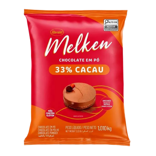 Chocolate em Pó Melken 33%  - Pacote com 1,010KG