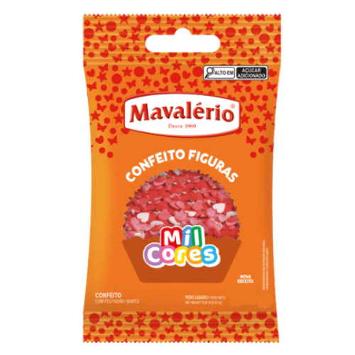 Confeito Mil Cores Figuras Corações - Embalagem com 120G