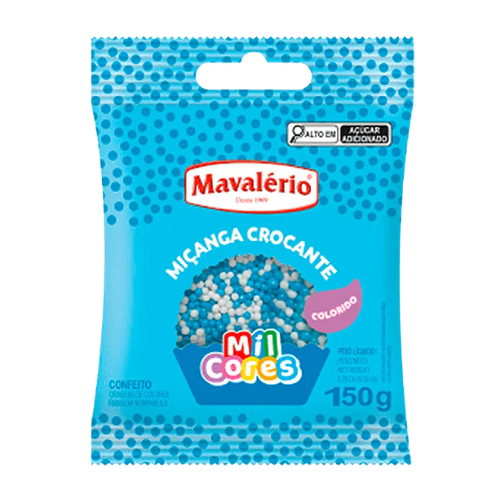 Confeito Miçanga Azul e Branco - Pacote com 150G