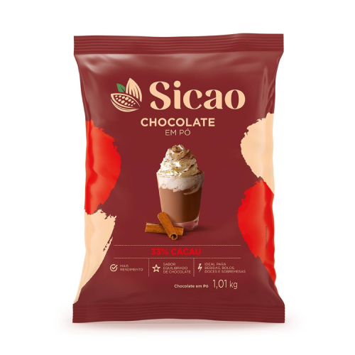 Chocolate em Pó Sicao 33% Cacau - Pacote com 1,01KG