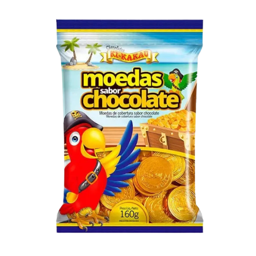 Moedas Ki-kakau Sabor Chocolate - Pacote com 160G