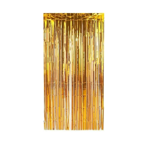 Cortina Decorativa Metalizada Dourada 2x1M