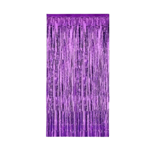 Cortina Decorativa Metalizada Roxa 2x1M
