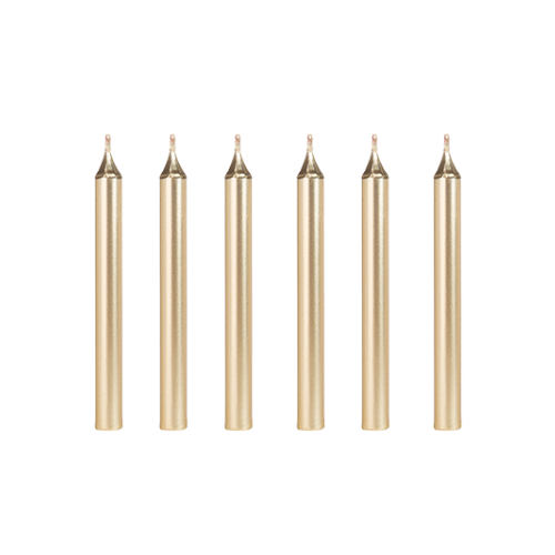 Vela Palito Metalizada Dourada - Kit com 6 UN