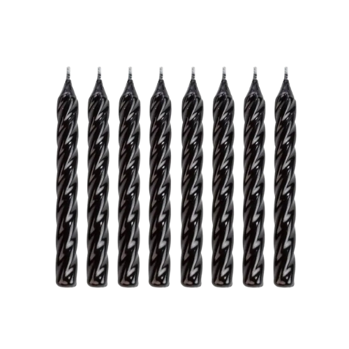 Vela Espiral Torcida Preta - Kit com 8 UN