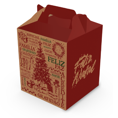 Caixa Panettone Maleta com Alça Natal Essência