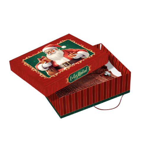 Caixa Presente Noel Retangular com Tampa e Elástico P