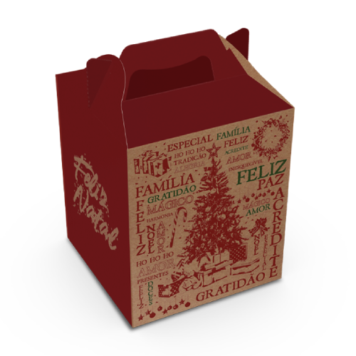 Caixa Mini Panetone Maleta com Alça Natal Essência