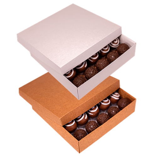 Caixa Transporte Off White/Kraft para 25 Doces