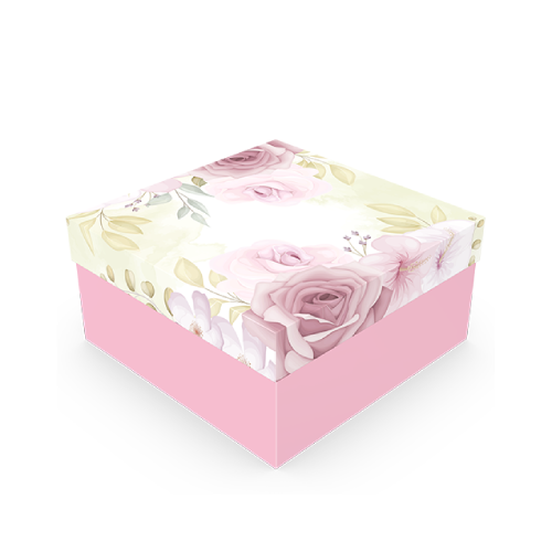 Caixa Presente Rosas Quadrada com Tampa  P