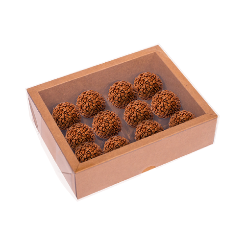 Caixa Kraft Alta com Moldura para 12 Doces