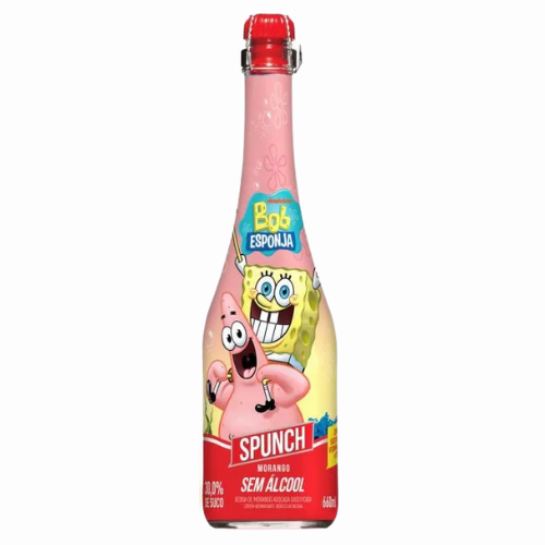 Bebida Gaseificada Morango Spunch Bob Esponja - Garrafa com 660ML