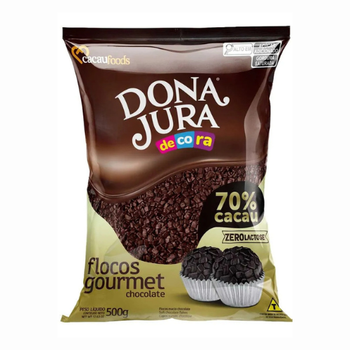 Flocos Gourmet Dona Jura 70% Cacau - Pacote com 500G