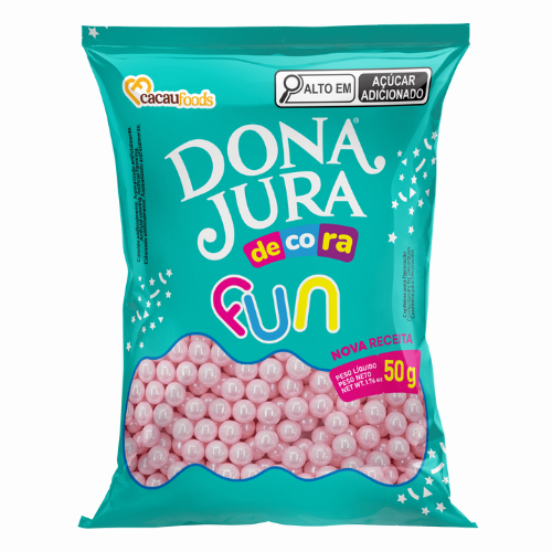Confeito Perola Rosa Dona Jura - Pacote com 50G