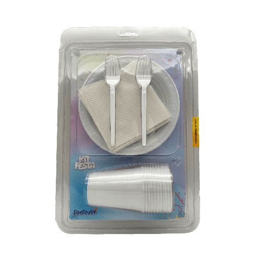 Kit Festa Descartável Branco - Embalagem com 40 Peças