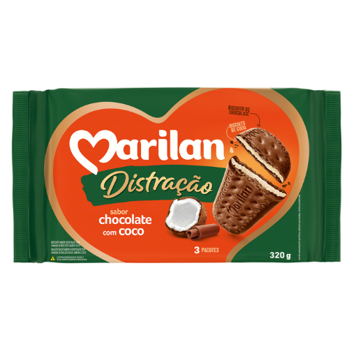 Biscoito Marilan Sabor Chocolate com Coco - Pacote com 320G
