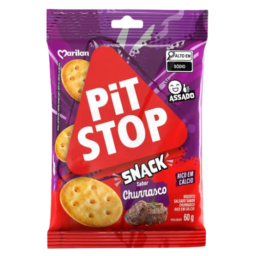 Snack Pit Stop Sabor Churrasco - Pacote com 60G