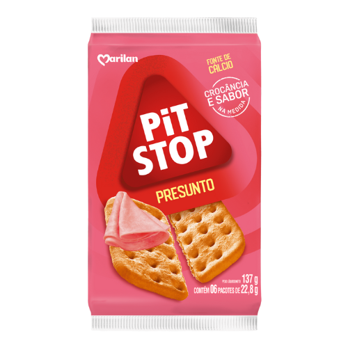 Biscoito Salgado Pit Stop Sabor Presunto - Pacote com 137G