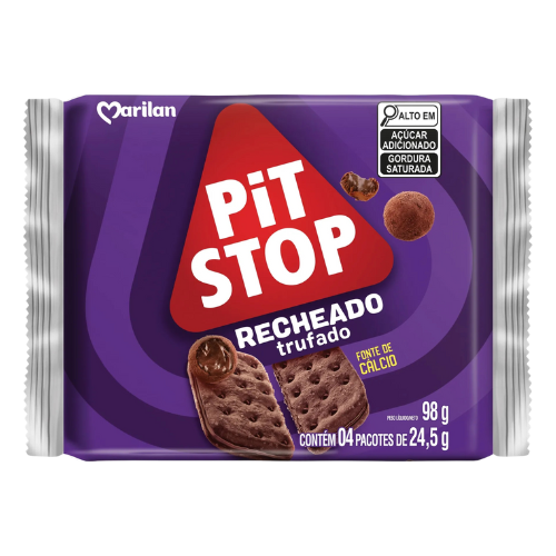 Biscoito Recheado Pit Stop Sabor Trufado - Pacote com 98G