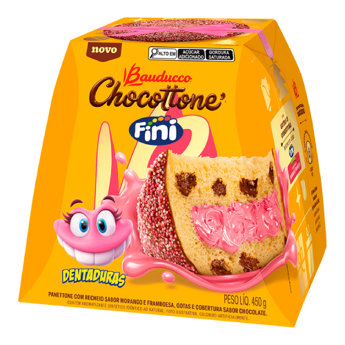 Panettone Bauducco Chocottone Fini Recheio Sabor Morango e Framboesa 450G